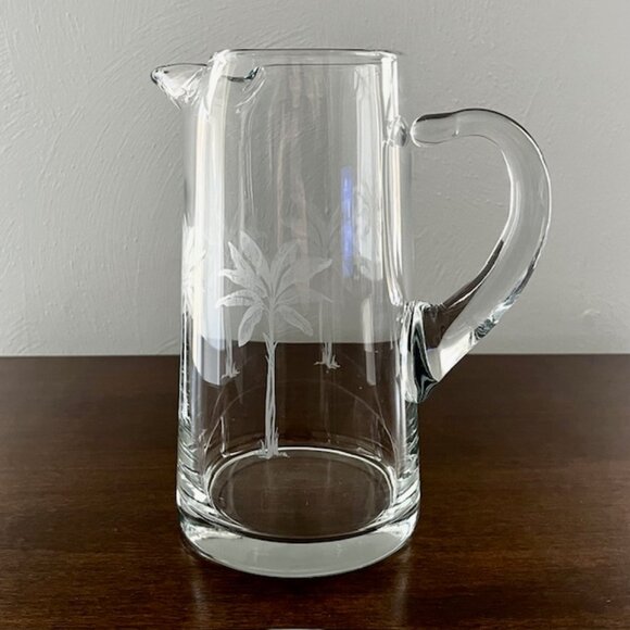Other - Glass Pitcher Palm Tree Design Barware Serving Contemporary Minimalist